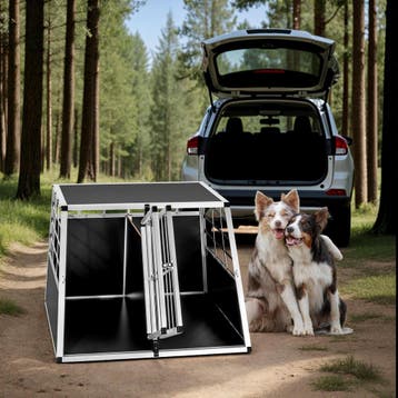 Hondentransportbench dubbel met een rechte achterwand, Dieren en Toebehoren, Hondenhokken, Verzenden, Nieuw
