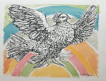 Pablo Picasso (1881-1973) - Colombe volant à lArc en Ciel, Antiek en Kunst