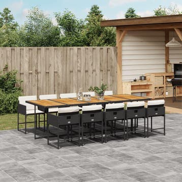 vidaXL 11-delige Tuinset met kussens poly rattan zwart, Tuin en Terras, Verzenden, Nieuw, Meer dan 8 zitplaatsen, Tuinset