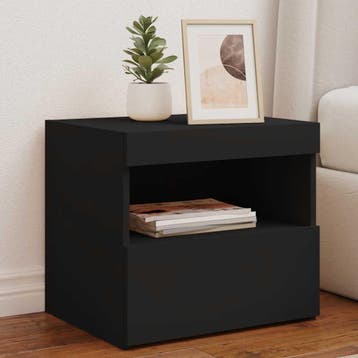 vidaXL Nachtkastje met LED-verlichting 50x40x45 cm zwart, Huis en Inrichting, Minder dan 45 cm, Verzenden, Nieuw, Minder dan 55 cm