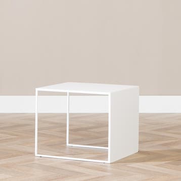 50% Korting: Bijzettafel Lucia metaal wit 34 cm hoog, Ophalen, Zo goed als nieuw, Rechthoekig, Scandinavisch, Modern