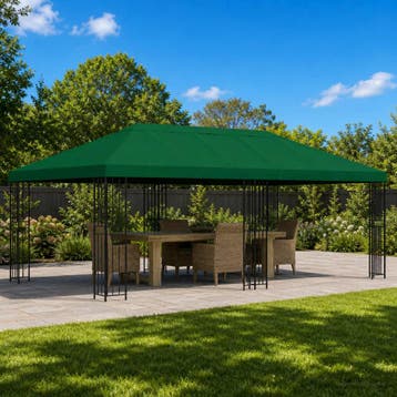 vidaXL Tuinprieel 6 x 3 m Groen Polyester en staal 190 gsm, Verzenden, Nieuw