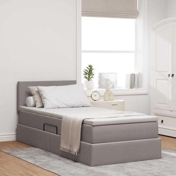 vidaXL Opbergbed met matras met matras Taupe 100 x 200 cm, Verzenden, Nieuw