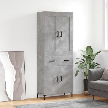 vidaXL buffetkast 69,5x34x180 cm bewerkt hout betongrijs, Minder dan 50 cm, Verzenden, Nieuw, Minder dan 100 cm