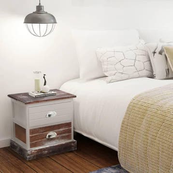 vidaXL Nachtkastjes bruin en wit 2 st, Minder dan 45 cm, Verzenden, Nieuw, Minder dan 55 cm