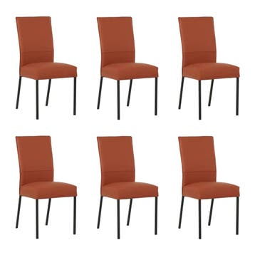 Set van 6 Leren eetkamerstoelen Real - Toledo Cotto, Ophalen of Verzenden, Nieuw, Leer