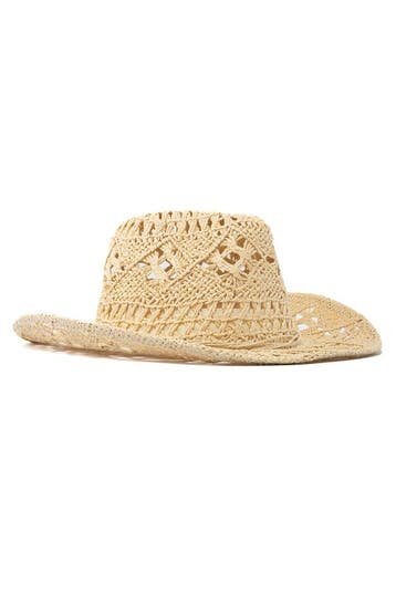 KIMU® Cowboyhoed Gevlochten Strohoed Beige Lichtbruine Stro, Ophalen of Verzenden, Nieuw, Carnaval