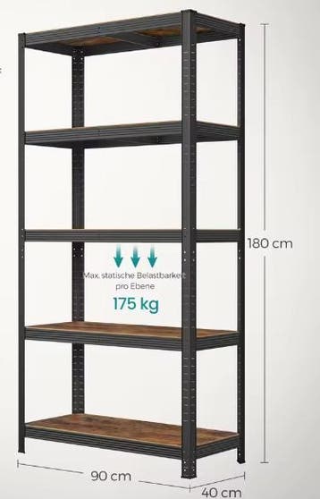 Stellingkast met 5Verstelbare Planken–Heavy Duty–180×90x40cm, Verzenden, Nieuw in verpakking