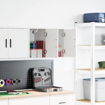 vidaXL Garagewandkasten 2 st spaanplaat wit, Verzenden, Nieuw