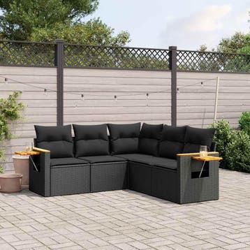vidaXL Patio Sofa Set 5-zits Black, Verzenden, Nieuw