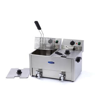Frituurpan - 2x 8 L - 2 Manden - met Tapkraan, Witgoed en Apparatuur, Frituurpannen, 4 liter of meer, Verzenden, Nieuw, Duo-friteuse