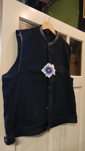 Biker Vest V2 - Hesje - MC VEST - Leer Denim - CE - BadBoy, Nieuw met kaartje, Jas | textiel, Dames, Ophalen of Verzenden