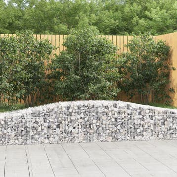vidaXL Schanskorf gewelfd 400x50x40/60 cm gegalvaniseerd, Tuin en Terras, Bloembakken en Plantenbakken, 100 cm of meer, Verzenden