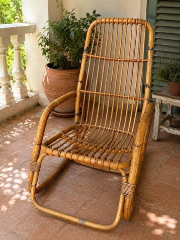 Schommelstoel - Bamboe, Rattan - Wieg van bamboe