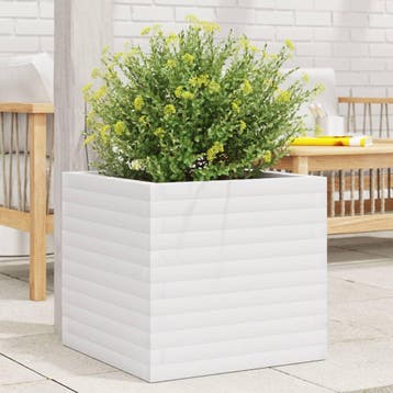 vidaXL Plantenbak 50x50x46 cm massief grenenhout wit, Verzenden, Nieuw, Hout