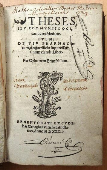 Otho von Brunfels - Theses - Rare work of medicine-, Antiek en Kunst