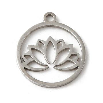 1 x RVS 201 Stainless Steel bedel lotus 17 x 15 x 1 mm –.., Ophalen of Verzenden, Nieuw, Kraal