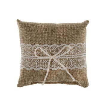2-delige set met jute ringkussen en houten ringsecurity badg, Hobby en Vrije tijd, Feestartikelen, Verzenden, Nieuw, Versiering