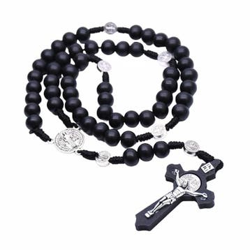 Fako Bijoux - Rozenkrans Ketting - Hout - Zwart - 10mm, Verzenden, Nieuw