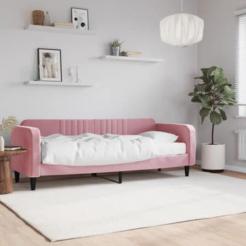 vidaXL Slaapbank met matras 80x200 cm fluweel roze, Eenpersoons, Verzenden, Nieuw, 80 cm