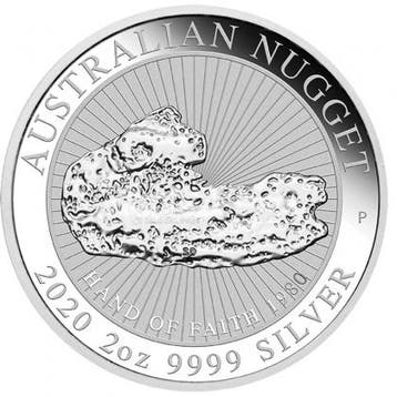 Silver Nugget Hand of Faith 1980 2 oz 2020 (10.000 oplage), Verzenden, Losse munt, Zilver