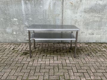 RVS Werktafel Tafel 140 cm, Ophalen of Verzenden, Gebruikt, RVS Meubilair