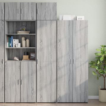 vidaXL Opbergkast smal 45x42,5x225 cm bewerkt hout grijs, Minder dan 50 cm, Nieuw, Overige houtsoorten, Verzenden