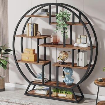 Industriële Ronde Boekenkast met Verspringende Planken - 160, Verzenden, Nieuw