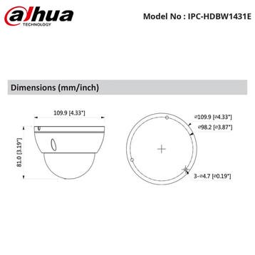 Dahua IPC-HDBW1430DE-SW 4 MP  WiFi vaste Dome, Ophalen of Verzenden, Nieuw