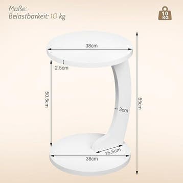 2dekans | Woltu Bijzettafel C-vormig - Ronde Salontafel -, Ophalen of Verzenden, Zo goed als nieuw