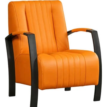 Leren fauteuil Glamour - Toledo Mandarin (oranje), Nieuw, Ophalen of Verzenden, 50 tot 75 cm, Industrieel, Modern, Retro
