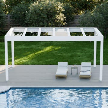 Deponti Aluminium Terrasoverkapping Pinela Glass Verkeerswit, Nieuw