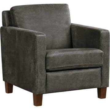 Leren fauteuil Smart - Kenia Antracite (grijs) - Poten hout, Nieuw, Ophalen of Verzenden, Bohemian, Eigentijds, Modern, Retro