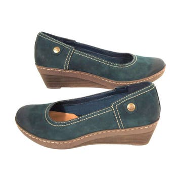 Clarks - dames sleehak schoenen - blauw - maat 40,5 (wijdte, Nieuw