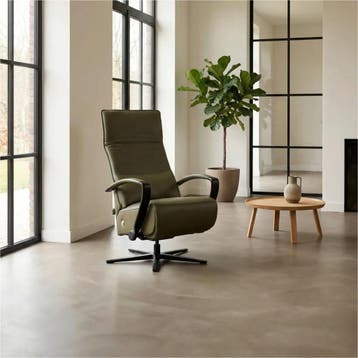 Leren relaxfauteuil Matrix - Massif Olive (olijf/groen) -, Huis en Inrichting, Fauteuils, Nieuw, Ophalen of Verzenden, 50 tot 75 cm