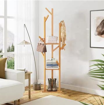 Bamboe Hoekkledingrek met 9 Haken en Planken – Stabiel, Kleding | Dames, Kledingrekken, Verzenden, Nieuw