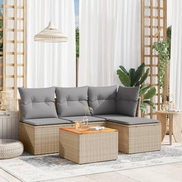 vidaXL Patio Sofa Set 4-zits Mix Beige en Lichtgrijs, Tuin en Terras, Verzenden, Nieuw