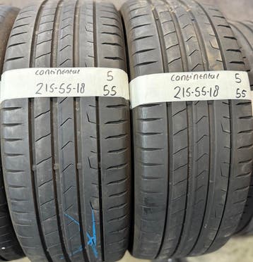 2x 215-55-18 Continental Zomer 2x 5mm €55 Per Band 215 55 18, Ophalen, 18 inch, Band(en), Personenwagen