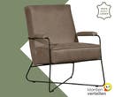 Leren fauteuil Hope - Vintage Taupe (taupe/bruin), Huis en Inrichting, Fauteuils, Nieuw, Ophalen of Verzenden, Eigentijds, Industrieel, Modern, Scandinavisch