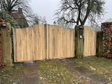 Aanbieding: Exclusieve eiken poort – sterk afgeprijsd!, Tuin en Terras, Nieuw