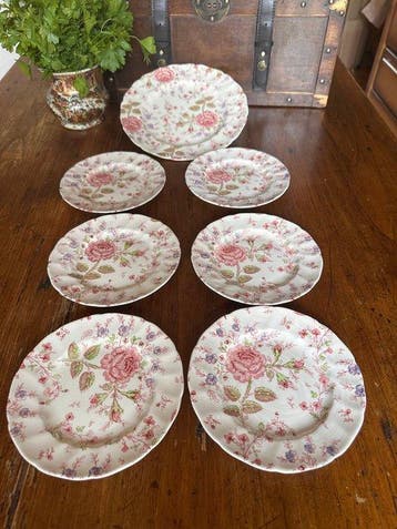 Johnson Brother - Dessertservies (7) - Rose Chintz -