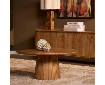 Salontafel Solana rond Naturel Mangohout 80 cm, Ophalen of Verzenden, Nieuw