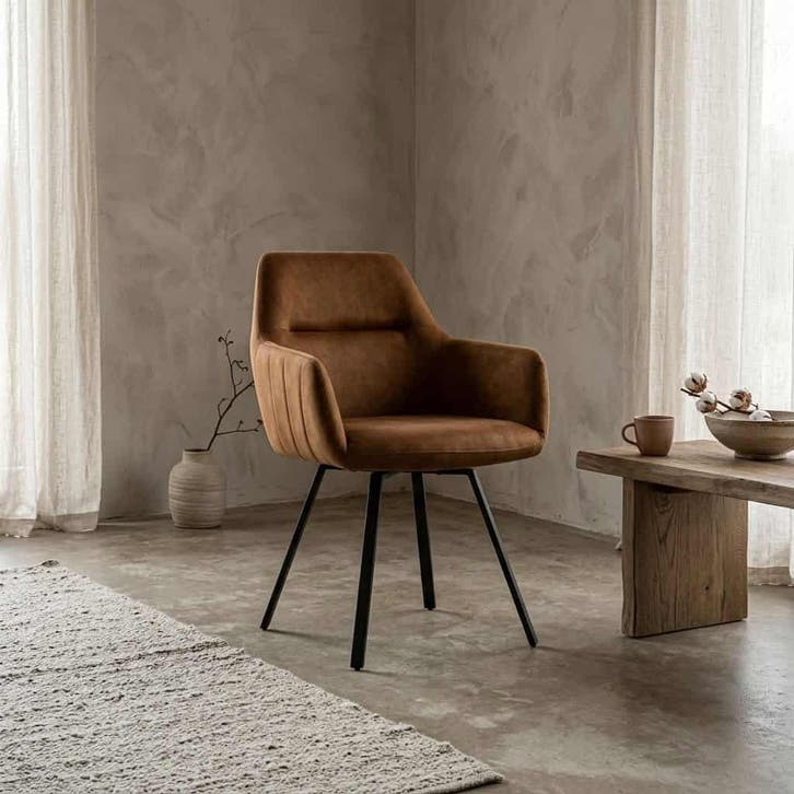 Eetkamerstoel Raaf | Cognac, Huis en Inrichting, Stoelen, Nieuw, Ophalen of Verzenden