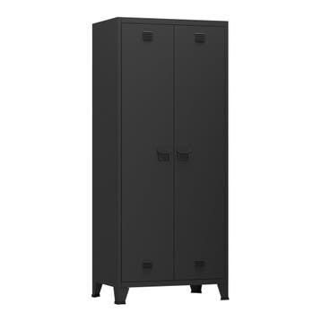 [en.casa] Metalen kast Hankasalmi 180x90x40 cm zwart, Verzenden, Nieuw