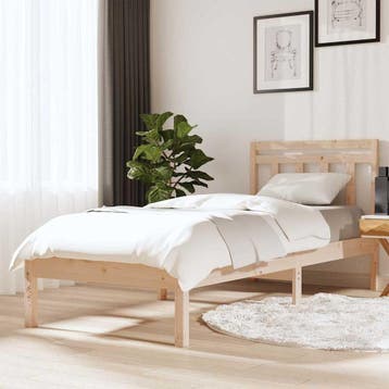 vidaXL Bedframe massief hout 75x190 cm, Eenpersoons, Bruin, Verzenden, Nieuw
