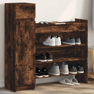 vidaXL Schoenenkast 100,5x28x100 cm bewerkt hout gerookt, Verzenden, Nieuw