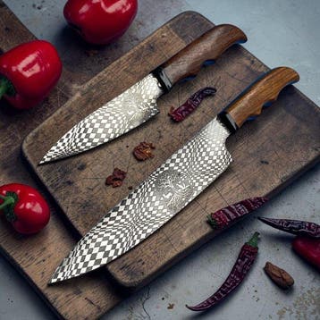 Pro Style Japanese Culinary Chef Knives Wood Rose Handle -
