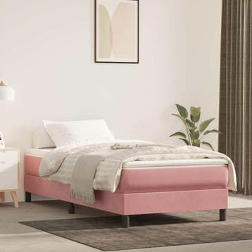 vidaXL Boxspring bed fluweel roze 90x200 cm, Huis en Inrichting, Slaapkamer | Bedden, 90 cm, Eenpersoons, Verzenden, Nieuw