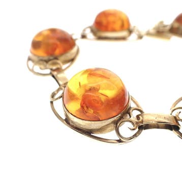 8 karaat armband met barnsteen (Schakelarmband), Gebruikt, Overige kleuren, Ophalen of Verzenden, Met edelsteen