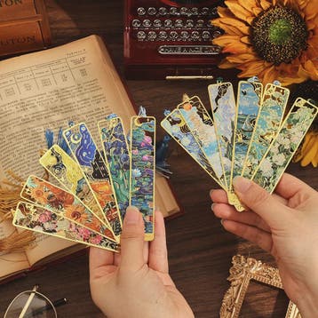 Set van 12 Vintage Metalen Bladwijzers met Kwastjes - Kunstz, Verzamelen, Verzenden, Nieuw